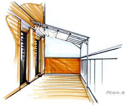 Pavillon im Sommer